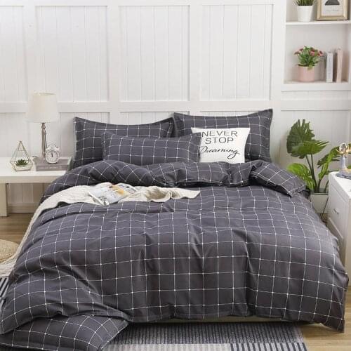 Solstice Home Textile Brief Hexagon Bedding Set Duvet Cover Stripe Flat Bed Sheet Pillowcase Adult Kid Girl Linen Suit King Twin