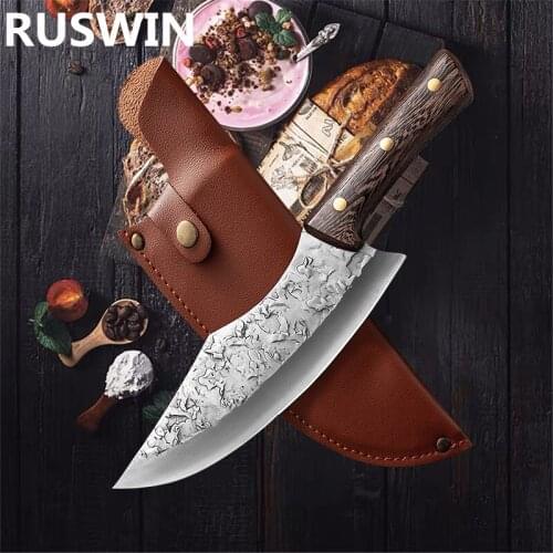 Forged Boning Knife Butcher Knife Kitchen Stainless Steel Meat Chopping Knife Serbian Chef Slicing Cutter Knife Cooking Tools