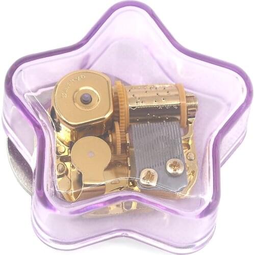Creative Transparent Acrylic 18-Note Wind-up Gold Musical Box,Musical Toys,Beautiful Melody Gift