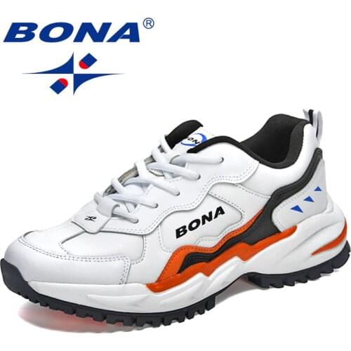 BONA 2021 New Designers Action Leather Chunky Sneakers Men Street Style Running Shoes Man Jogging Walking Footwear Mansculino