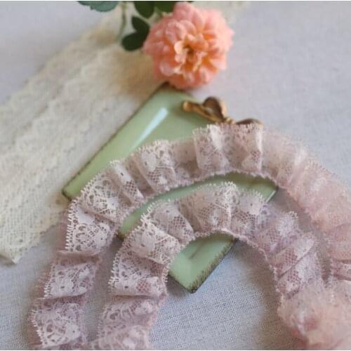 3 Meters/lot 1.8cm Width Delicate Pink Green Net Lace Trimming Exquisite Embroidery Lace Trim DIY Garment Sewing Accessories