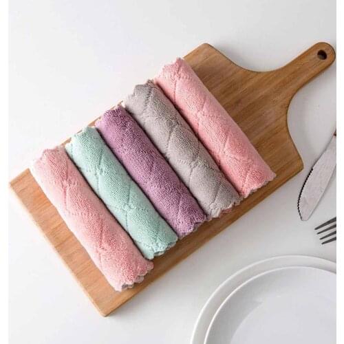 OTHERHOUSE 10Pcs Microfiber Kitchen Towel Dish Washing Microfiber Cloth Reusable Rag Hand Towel Coral Fleece Soft Dishcloth