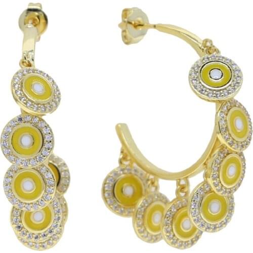 Copper Gold Plated Color Dangle Coin Earring Colorful Samll Dots Earrings As Fashion Lady Best Gift