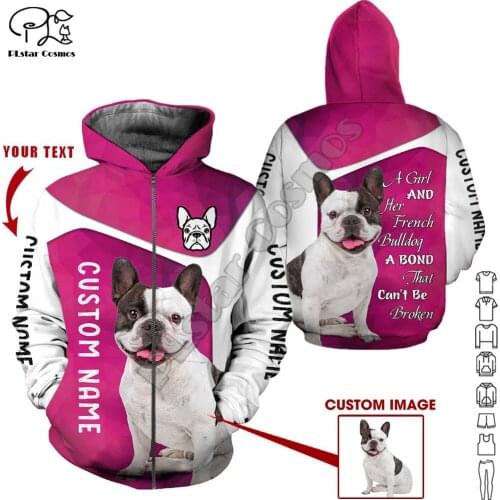 PLstar Cosmos Cute French Bulldog 3D Printed Animal Hoodies Sweatshirts Zip Hooded For Men And Women Casual Streetwear Style-F25