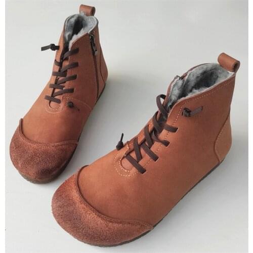 Men Ankle Boots Winter Shoes Wool Fur Snow Boots Mens Casual Shoes 100% Genuine Leather Work Man Boots Slip-on Male Shoes