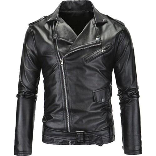 Men Leather Jackets Coats Zipper