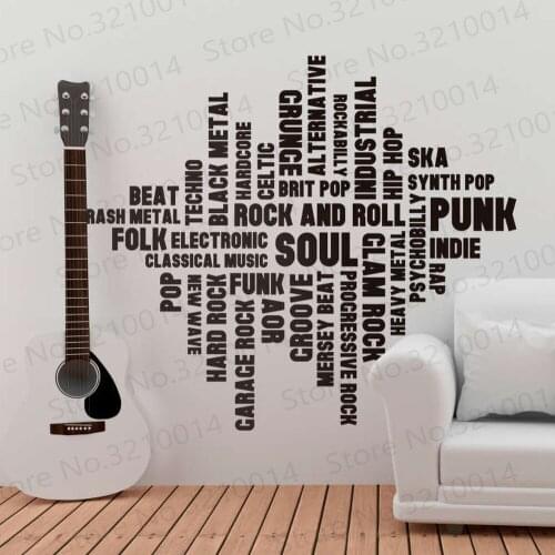 Music Styles Home Wall Sticker Musician Decor Removable Vinyl Wall Decals Home Decoration Nursery Kids Room PW186