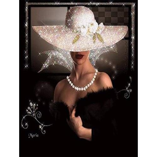 DIY Oil Painting hat Girl Portrait HandPainted Kits Drawing Canvas Pictures By Numbers Home Decoration Art Gift