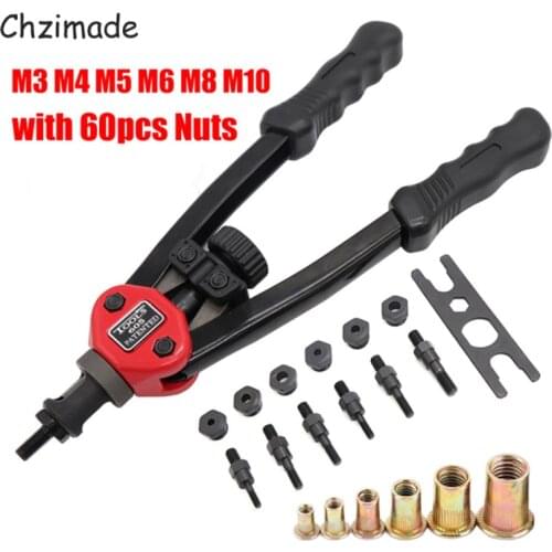 Chzimade 13" Rivet Nut Gun Kit Rivnut Leather Puncher Setting Tool Nut Setter Workshop Hand Blind Riveter Plier Crafts Tools