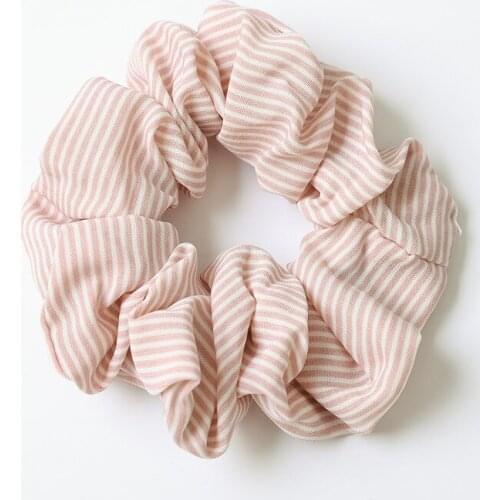 New Arrived Women Spring Hair Tie Big Scrunchie For Girls Striped Pattern Elastic Hair Rope For Ponytail