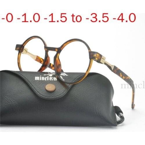 Computer Anti-blue Myopia Glasses Women Round Metal Frame Blue Light Blocking Short-sight Ecomputeryeglasses With Degree -1.0 NX