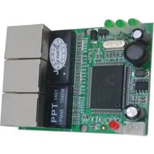 OEM switch mini 3 port ethernet switch 10 / 100mbps rj45 network switch hub pcb module board for system integration