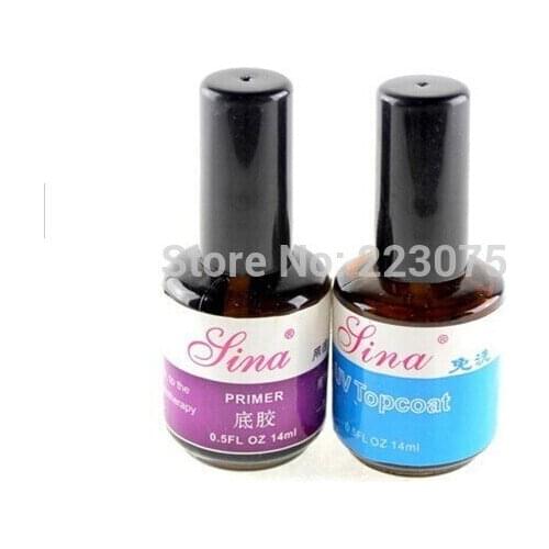 Wholesale DIY Professional Manicure Pedicure Top Coat + Primer Base UV Gel Nail Art Polish