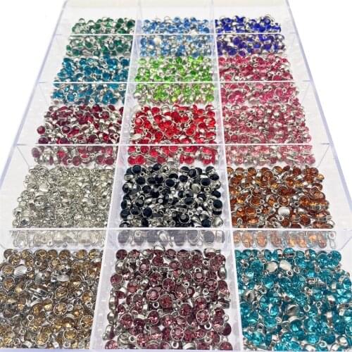 Peixin 20Pcs/Set Colorful Crystal Birthstone Charms Accessories for Necklace Bracelet Jewelry Making DIY Bracelet Findings