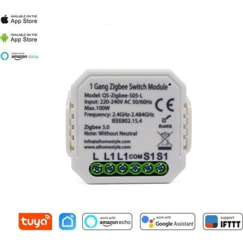Tuya ZigBee switch smart home single fire switch modification module supports Alexa Google Assistance