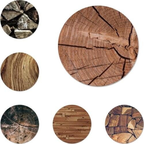 Texture Wood Icons Pins Badge Decoration Brooches Metal Badges For Clothes Backpack Decoration