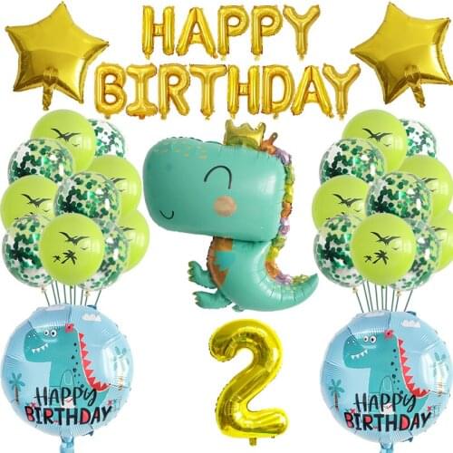 Jungle Theme Dinosaur Party Decoration Balloon Dinosaur Blue Aluminum Balloon Set Baby Shower Children Happy Birthday Gift