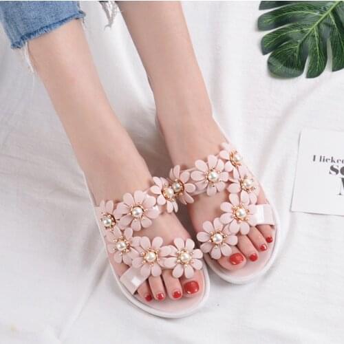 2020 Fashion Design Summer Women Sandals Flat Open Toe Holiday Beach Soft Flower Anti-skid Female Lady Shoes Slippers For Gift