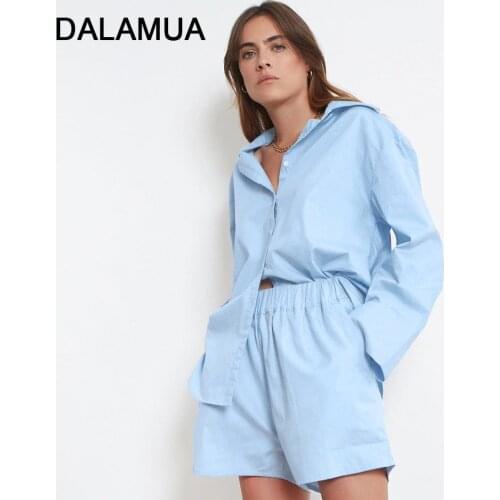 Women Tracksuit Cotton Long Sleeve Shirt Elastic Waist Shorts Solid Casual Lady 2021 Spring Summer New Female Suit Two Piece Set