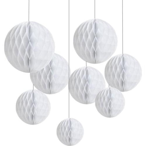 10pcs/lot White Paper Flower Honeycomb Balls Decoration For Party Supply Wedding Decoration Baby Shower Paper Honeycomb