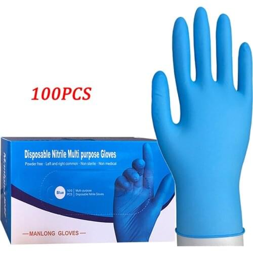 100pcs Nitrile Gloves Blue Food Grade Waterproof Allergy Free Disposable Work Safety Gloves White Nitrile Gloves Disposible