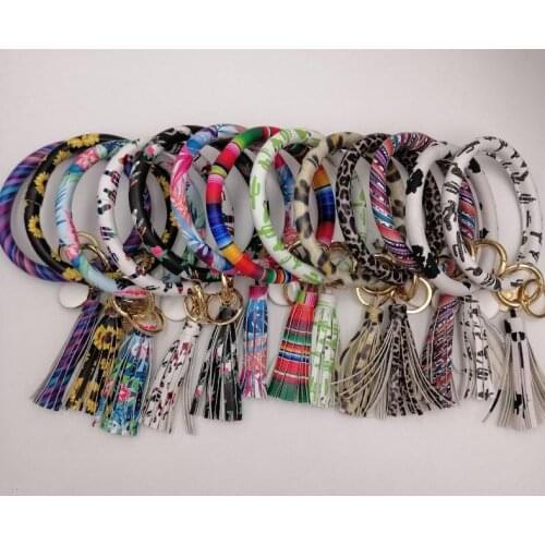 1000pcs Sunflower Cactus Monogrammed Keychain Wholesale Personalized Enamel Disc Big O Wristlet Bracelet Tassel Keyring Gifts