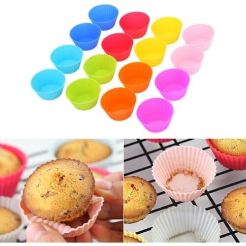 16Pcs Silicone Cake Mold Round Shaped Muffin Cupcake Baking Molds Kitchen Cooking Bakeware Maker DIY Cake Decorating Tools
