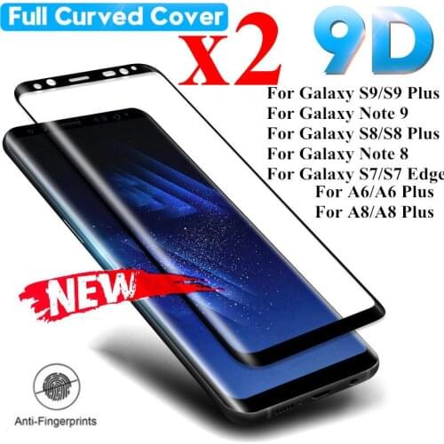 2pcs Tempered Glass Film For Samsung Galaxy S9 S8 Plus S7 Edge Note 9 8 Full Curved Screen Protector For Samsung A6 A8 Plus 2018