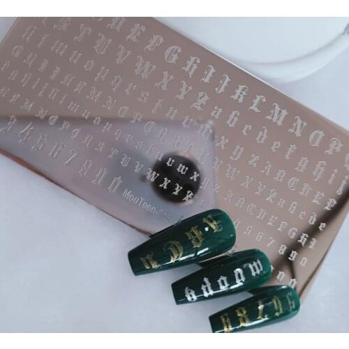 2021 New Arrival Gothic Letters Nail Stamping Plate Divination Letters Nail Stamp 10 Different Style Nail Art Character #018