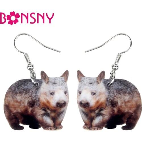 Bonsny Statement Acrylic Sweet Australian Wombat Earrings Drop Dangle Wild Animal Jewelry For Women Girls Teens Gift Charms Bulk