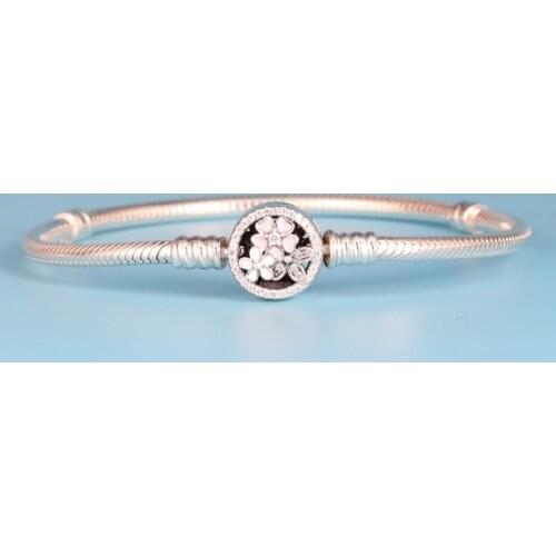 Free Shipping Authentic 925 Sterling silver Flower Daisy Bracelets Fit Original Charms For Women Diy Jewelry Beads