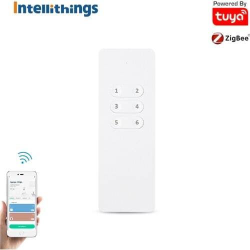 Intellithings Zigbee 6 Channels Wireless Remote Control 18 Scenes Available App Control Tuya Smart Devices Power by Battery