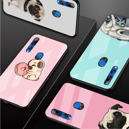 Animal Cute Pug Dog Tempered Glass Phone Case For Huawei honor 8X 9 10i 20i 20Lite 20Pro 30 Pro Cover Shell
