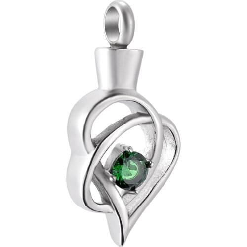 CMJ9936 Zircon and Stainless Steel Cremation Urn Locket Necklace Stainless Steel Memorial Cremation Jewelry Bone Ashes