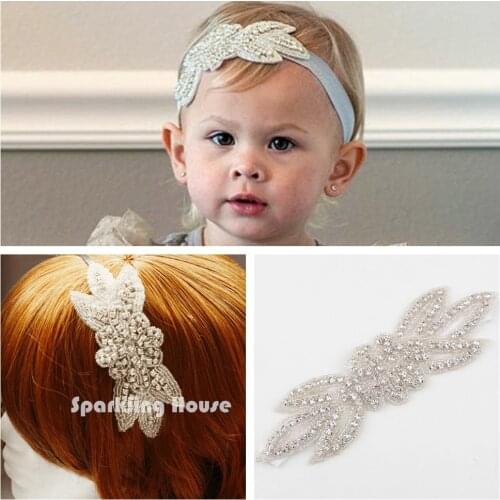 Yundfly Children Girls Rhinestone Flower Headband Baby Hair Bands Kids Wedding Party Hair Accessories Princess Headwear