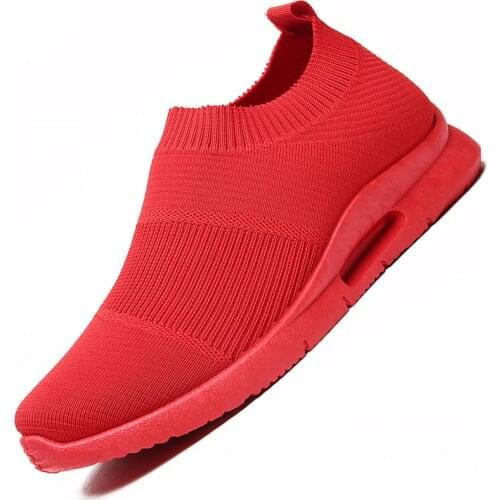 Slip on Breathable Running Shoes Man Sport Shoes Sports Sneakers Male Socks Sneakers Red Trainers Basket Athletic Racing E-464