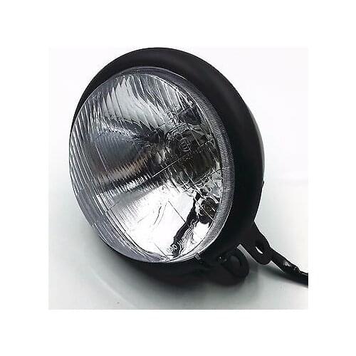 Black Retro motorcycle Headlight Head Lamp Cafe Racer Chopper Cruiser Bobber CB