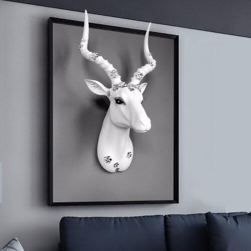 Antelope Head Wall Decoration Living Room Bar Background Wall Decoration Three-dimensional Creative Resin Animal Head Hanging Pe