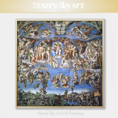 Excellent Artist Pure Hand-painted The Last Judgment Oil Painting On Canvas Michelangelo Reproductions Christian Oil Painting