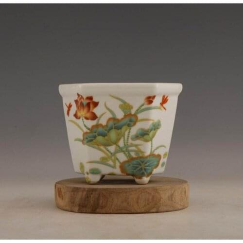 Republic of China old Porcelain famille rose Hand painting Lotus Brush Pot