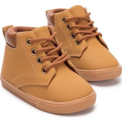 New Kids Shoes Classic Childrens Booties Boys Girls Shoes Non-slip Rubber Sole Khaki Baby Shoes High Gang Childrens Shoes