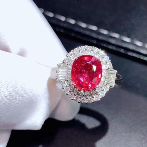 H710 Natural 2.05ct Red Ruby Ring Diamonds Jewelry Anniversary Females Rings for Womens Fine Rings