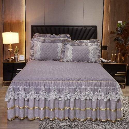 2020 100% cotton Quilting queen king size Bed Skirt Bedspread Bed Sheet lace Bed Cover Pillowcase Bedding Set