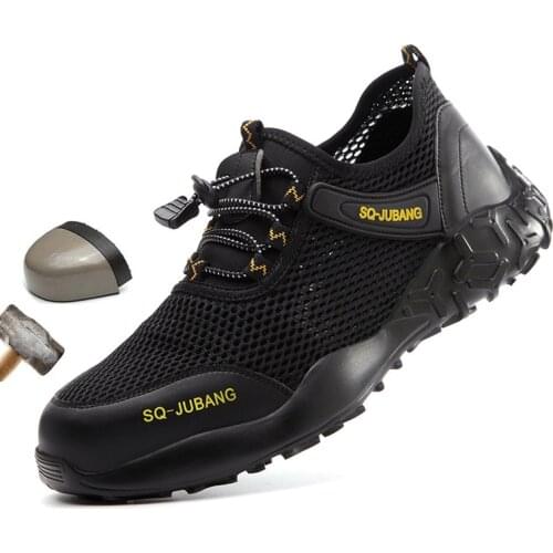 Breathable Mens Safety Shoes Boots With Steel Toe Cap Casual Mens Boots Work Indestructible Shoes Puncture-Proof Work Sneakers