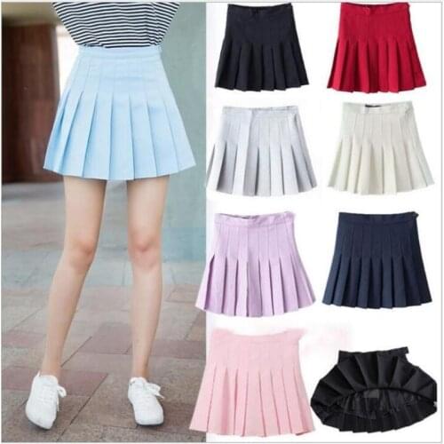 Summer Fashion High Waist Plus Size XS-3XL Pleated Skirts Solid Color A-line Sailor Skirt for Girls