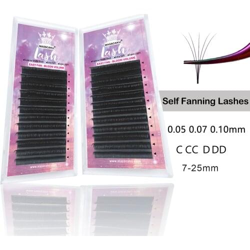 MASSCAKU Easy Fan Bloom Eyelash Extension Austomatic Flowering Fast Fan Self-Making Fans Soft Silk Volume Lashes