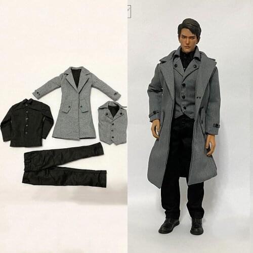 CC307 1/6 Scale Male Figure Accessory Windbreaker Vest Shirt Pants Set Clothing Suit Set Grey Color Model for Fans Holiday Gifts