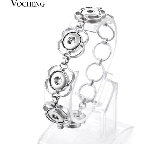Latest Design Flower Shape Jewelry Alloy 12mm Ginger Snap Bracelet (NN-283) Vocheng