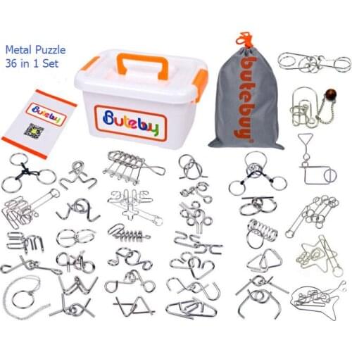 New 36PCS/Set IQ Metal Disentanglement Wire Puzzle Magic Brain Teaser Game for Adults Children