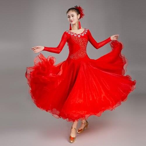 New Modern dress Competition Dress Waltz Performing Dress National Standard Dance Dress 074